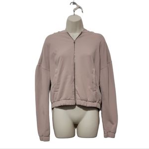 Vuori Dusty Light Pink Cropped Cotton Zip Hoodie Women's Medium